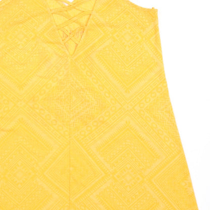 Papaya Womens Orange Geometric Polyester Kaftan  Size 12  V-Neck Pullover - Pineapple