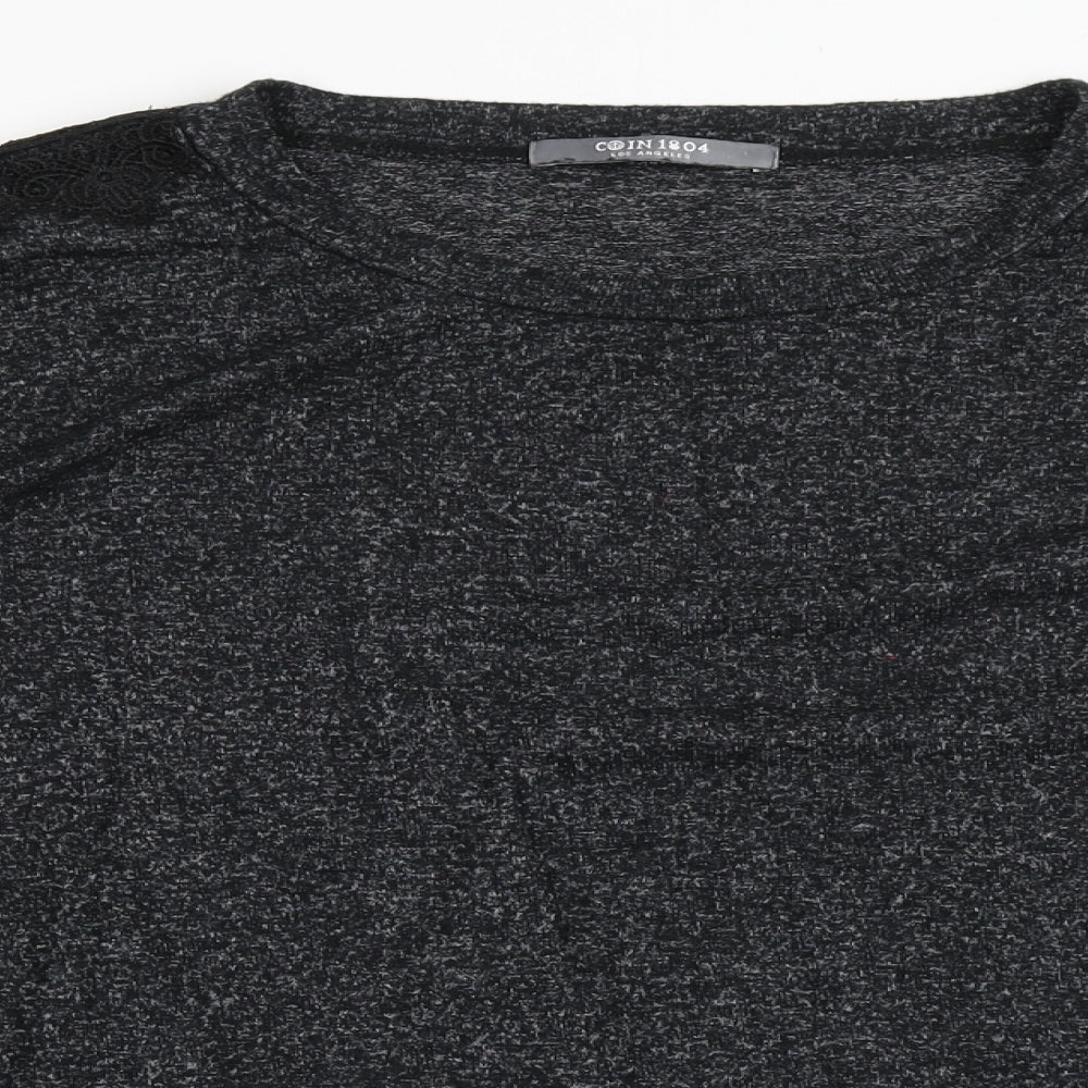 Womens UK Size L COIN 1804 Black Basic T-Shirt