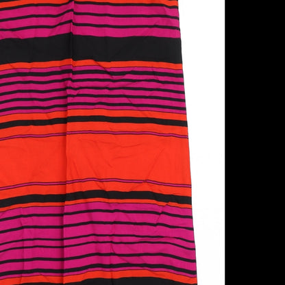 Marks and Spencer Womens Black Striped Viscose Shift  Size 14  Scoop Neck Pullover
