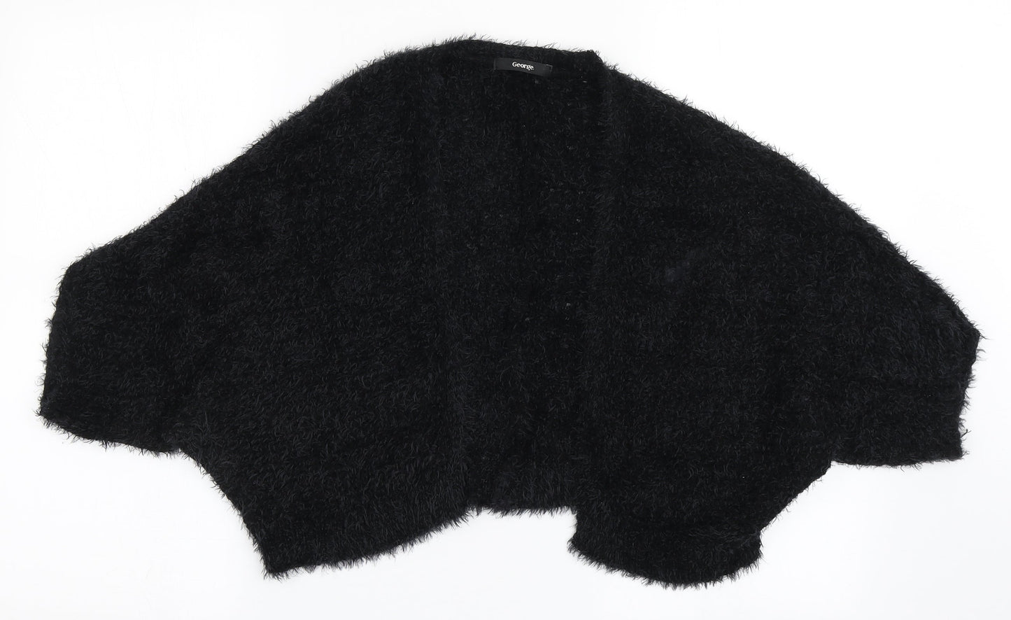 George Womens Black V-Neck  Acrylic Cardigan Jumper Size 16