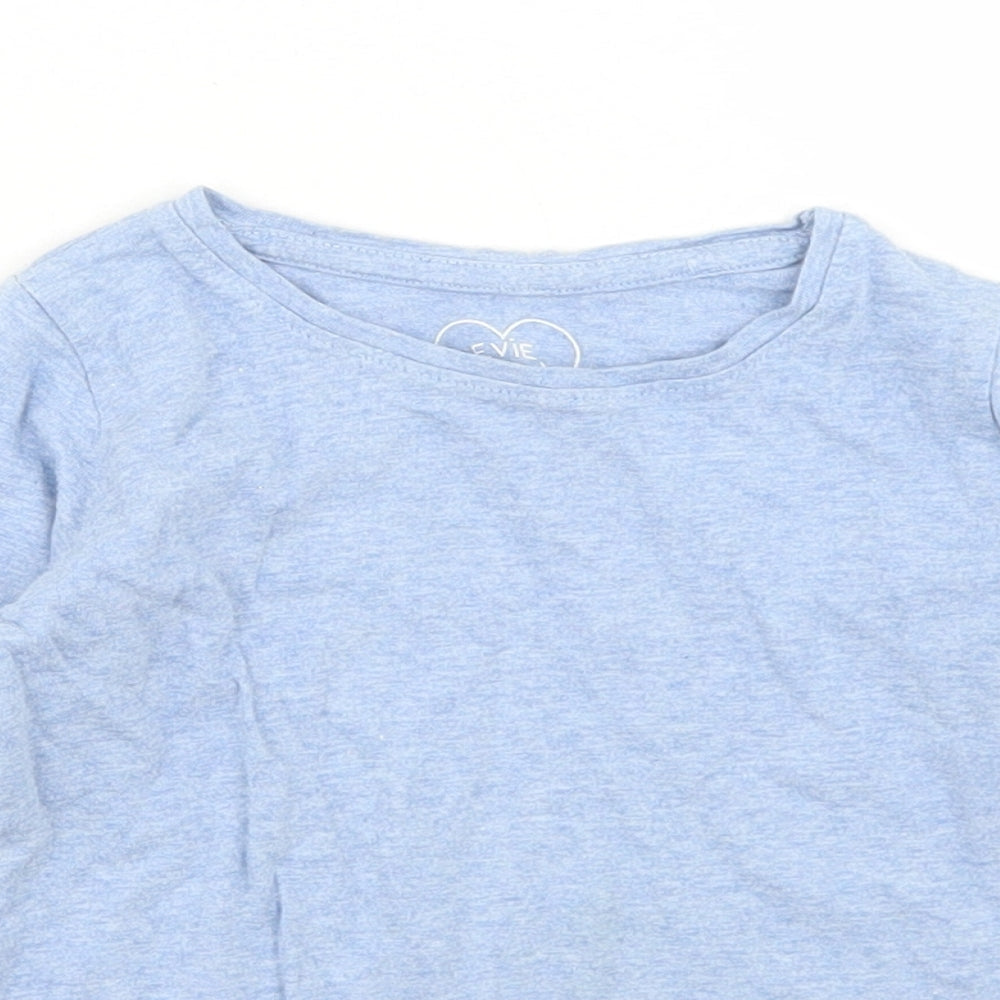 E-vie Angel Girls Blue  Cotton Basic T-Shirt Size 3 Years Crew Neck