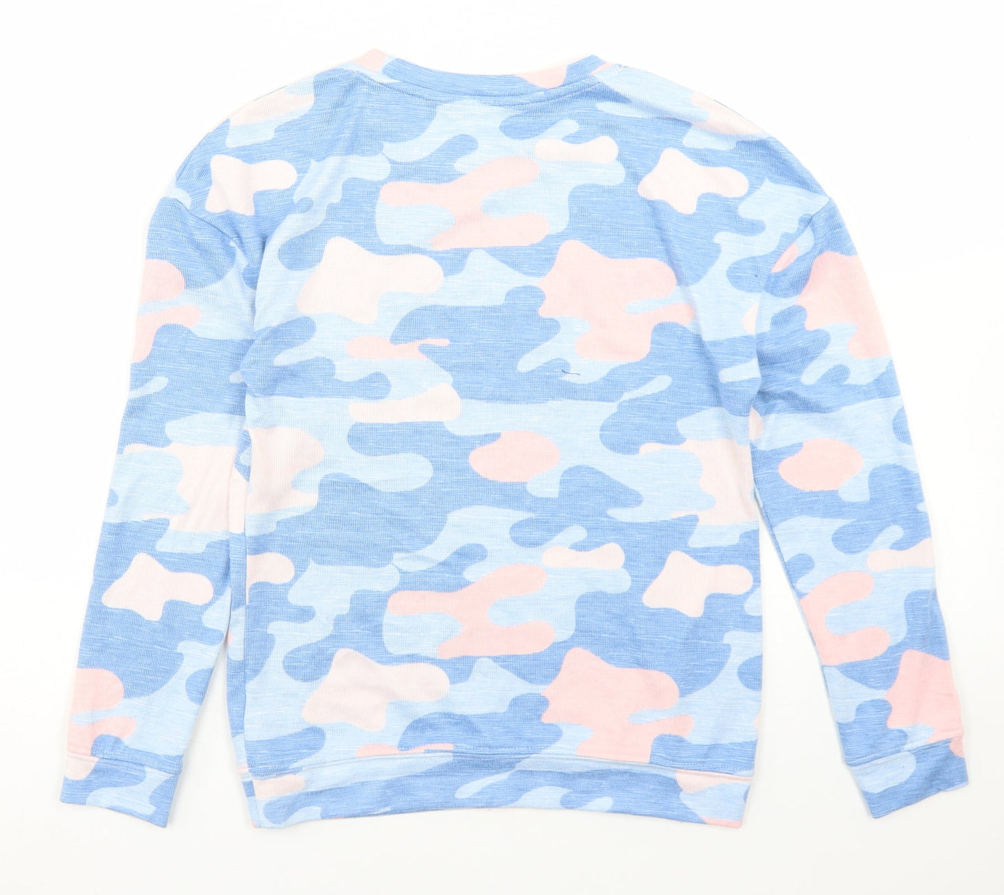 Dunnes Stores Girls Blue Camouflage Polyester Basic T-Shirt Size 9-10 Years Crew Neck  - Dreamer Forever