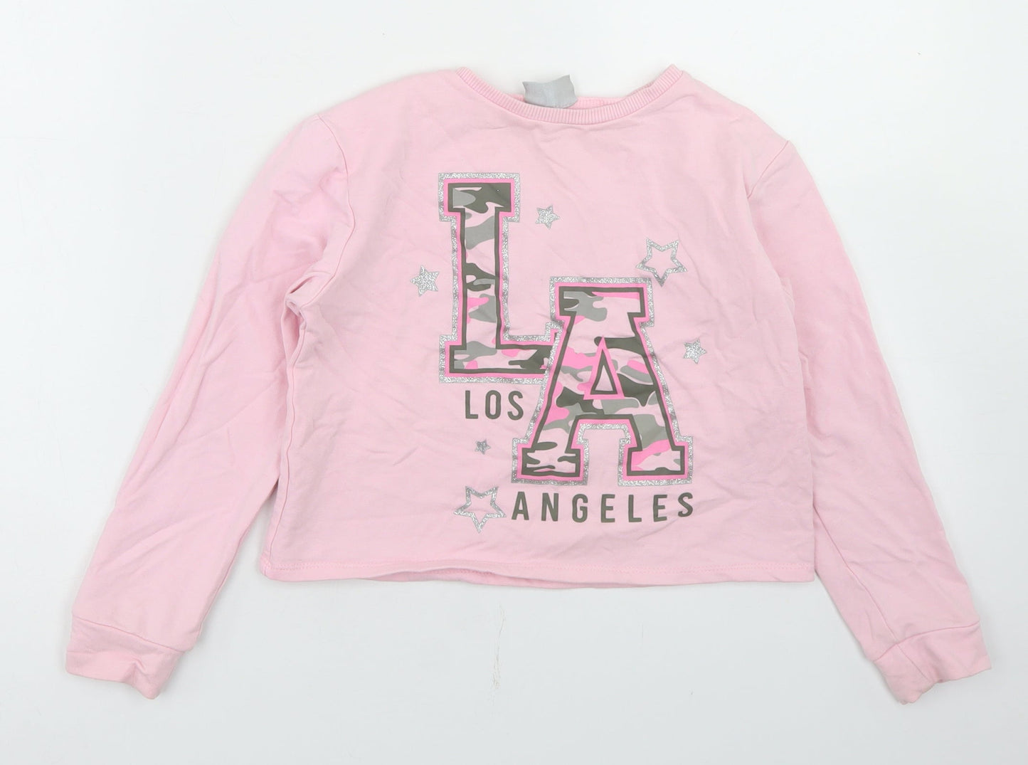 Matalan Girls Pink  Cotton Pullover Sweatshirt Size 8 Years   - Cropped, LA