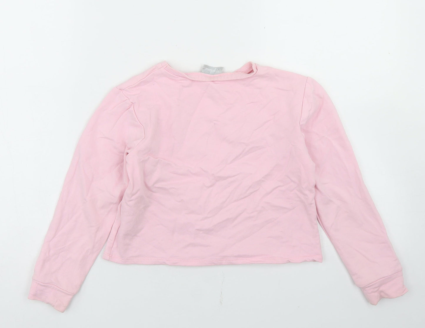 Matalan Girls Pink  Cotton Pullover Sweatshirt Size 8 Years   - Cropped, LA