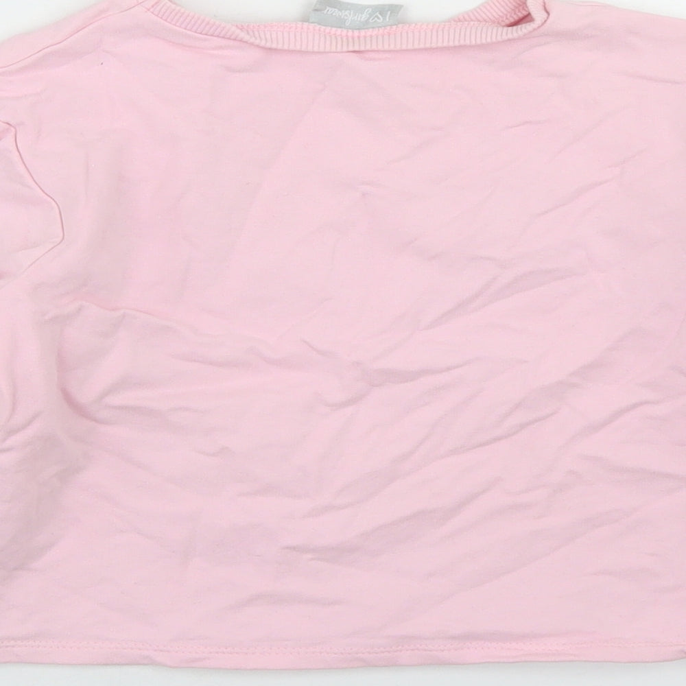 Matalan Girls Pink  Cotton Pullover Sweatshirt Size 8 Years   - Cropped, LA