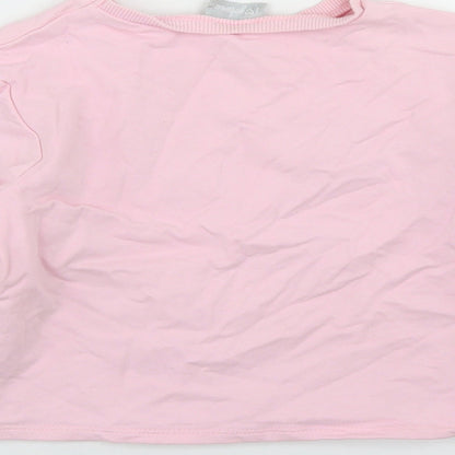 Matalan Girls Pink  Cotton Pullover Sweatshirt Size 8 Years   - Cropped, LA