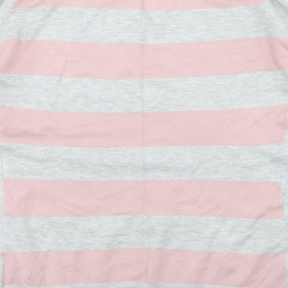 Gallery Womens Grey Round Neck Striped Viscose Pullover Jumper Size L