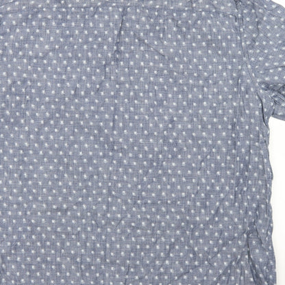 F&F Mens Blue Geometric Cotton  Button-Up Size XL Collared Button