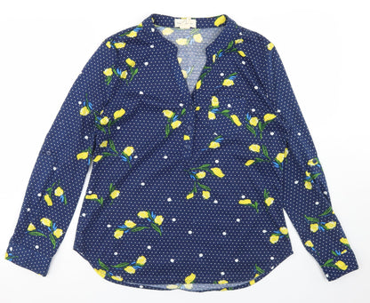 Madison + Monroe Womens Blue Polka Dot Polyester Tunic T-Shirt Size S Henley