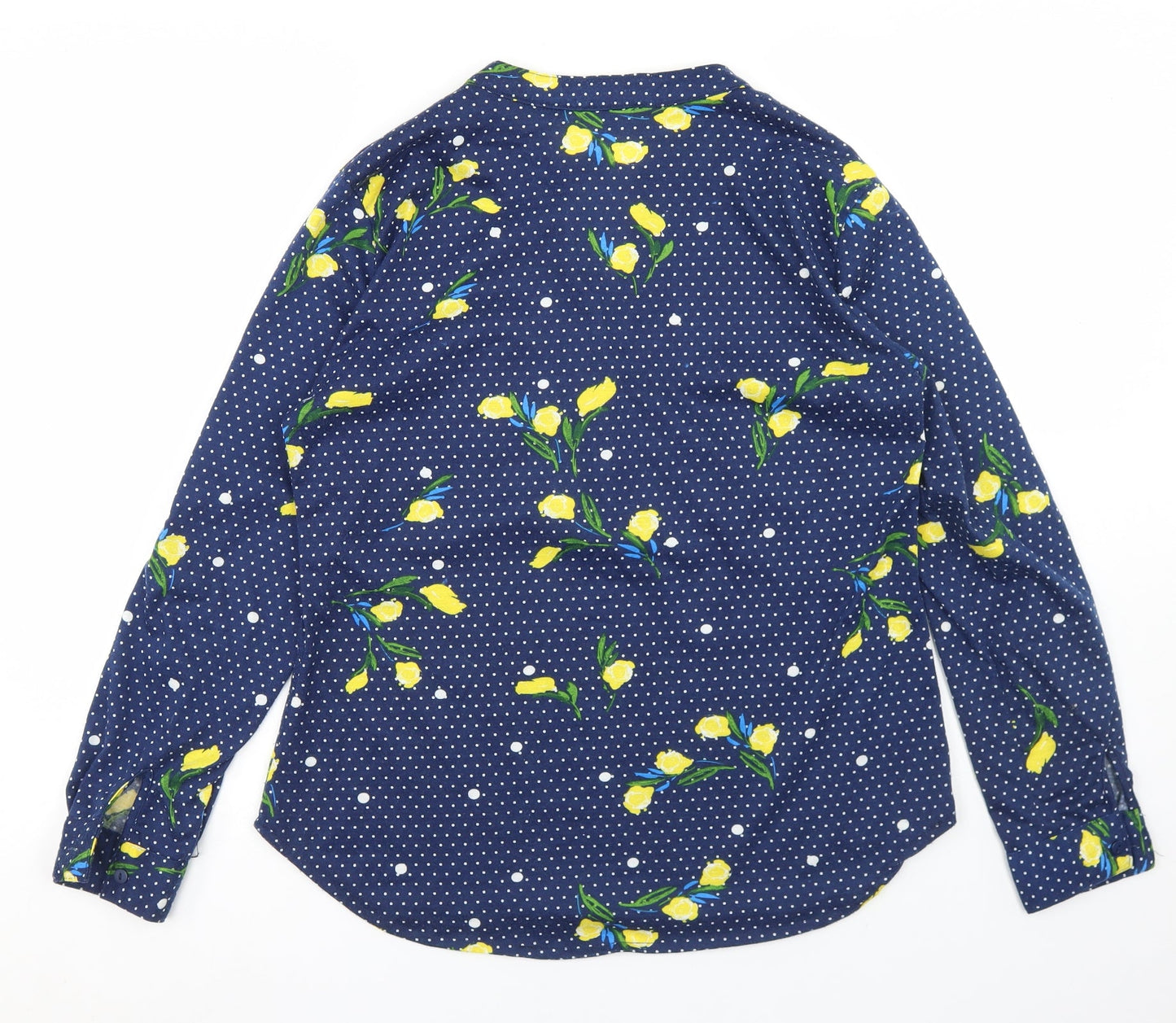 Madison + Monroe Womens Blue Polka Dot Polyester Tunic T-Shirt Size S Henley