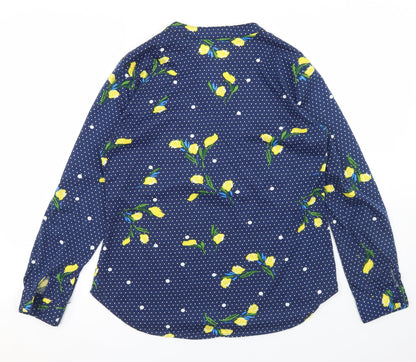Madison + Monroe Womens Blue Polka Dot Polyester Tunic T-Shirt Size S Henley