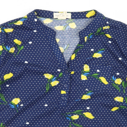 Madison + Monroe Womens Blue Polka Dot Polyester Tunic T-Shirt Size S Henley