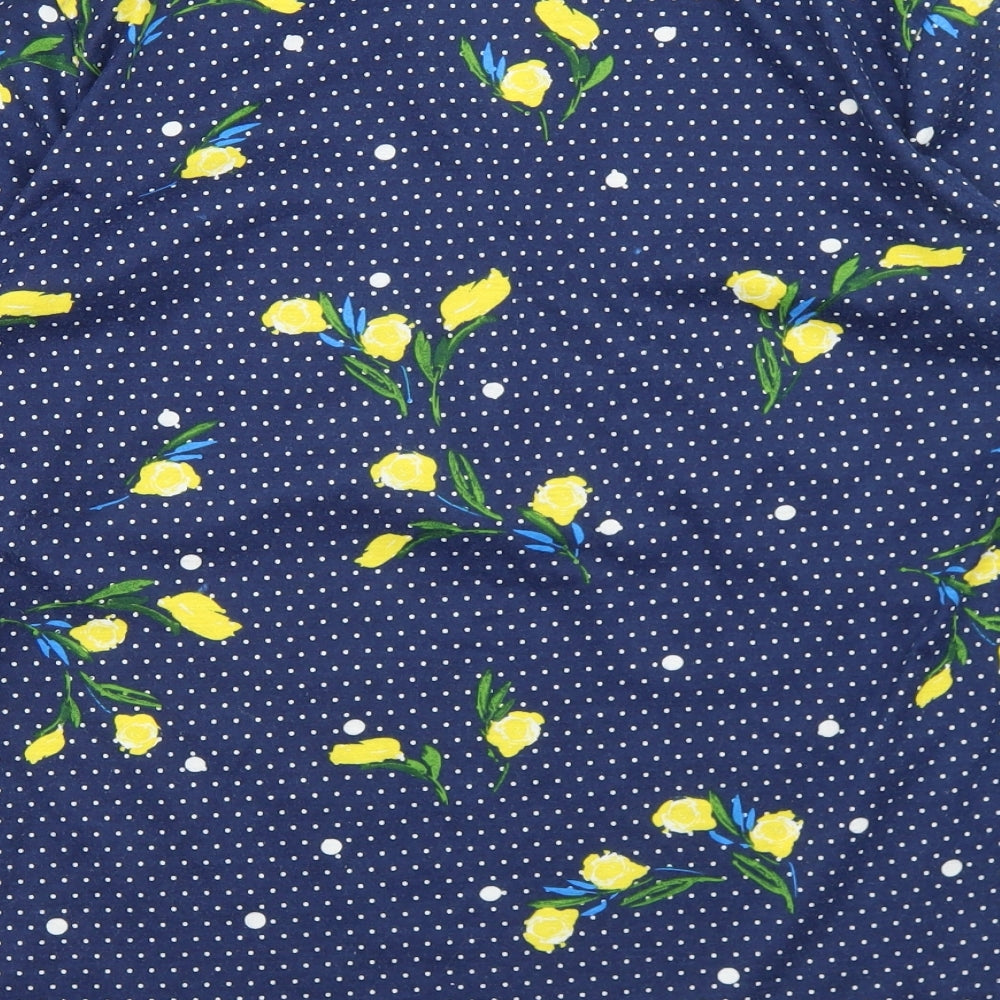 Madison + Monroe Womens Blue Polka Dot Polyester Tunic T-Shirt Size S Henley
