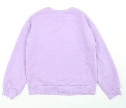 George Girls Purple  Cotton Pullover Sweatshirt Size 12-13 Years   - Butterflies