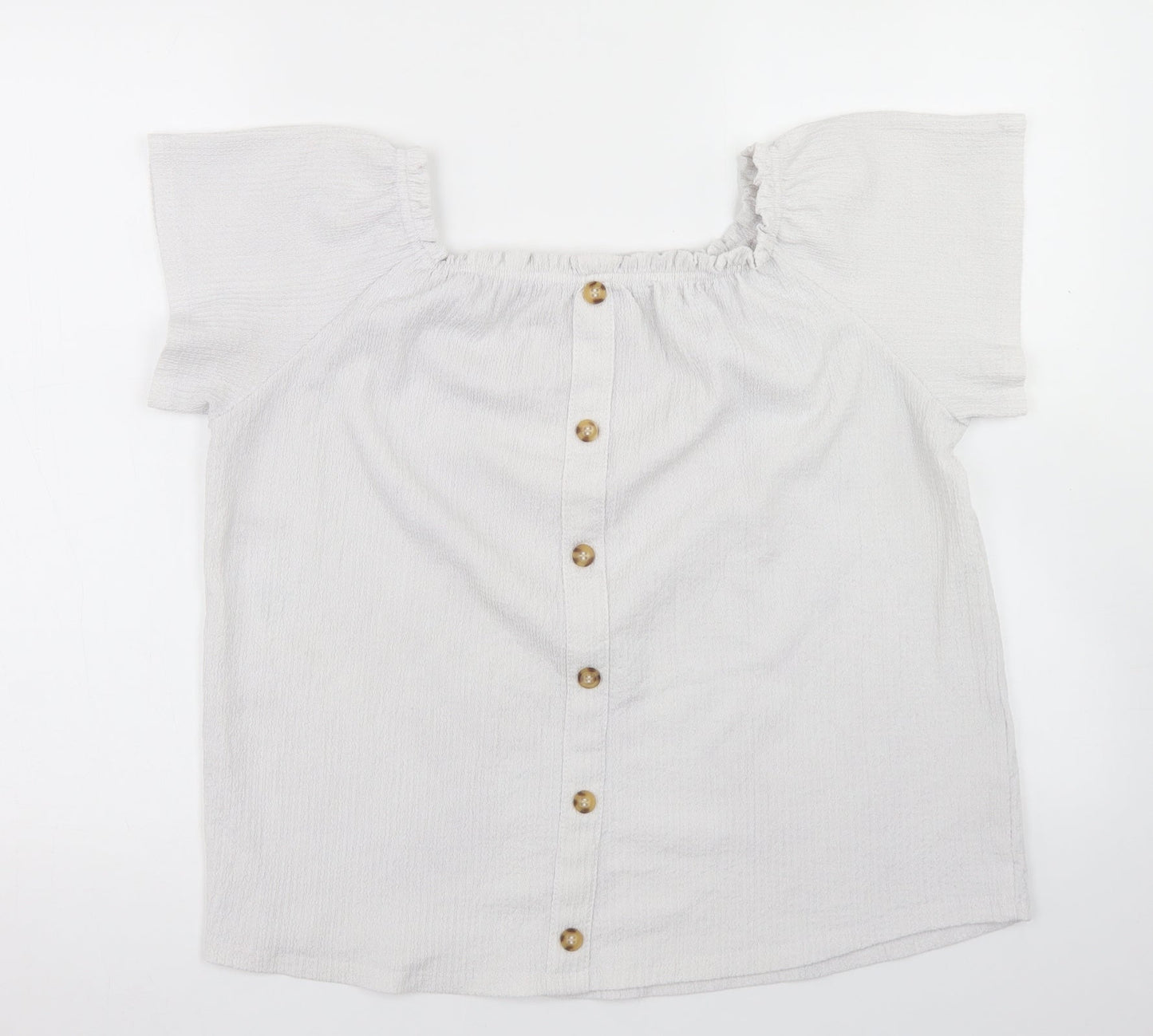 Yessica Womens White  Polyester Basic T-Shirt Size S Off the Shoulder