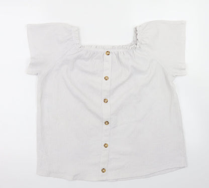 Yessica Womens White  Polyester Basic T-Shirt Size S Off the Shoulder