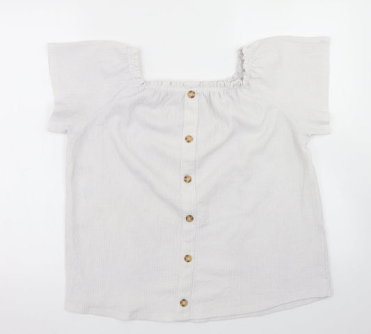 Yessica Womens White  Polyester Basic T-Shirt Size S Off the Shoulder