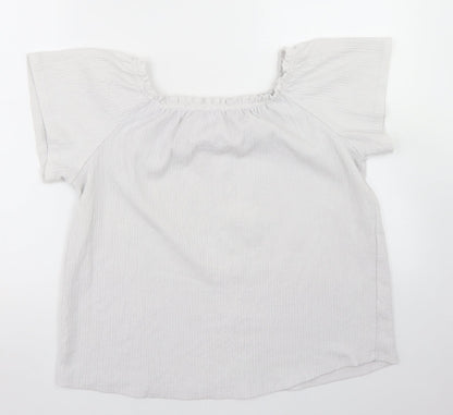 Yessica Womens White  Polyester Basic T-Shirt Size S Off the Shoulder
