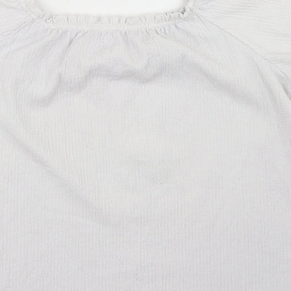 Yessica Womens White  Polyester Basic T-Shirt Size S Off the Shoulder