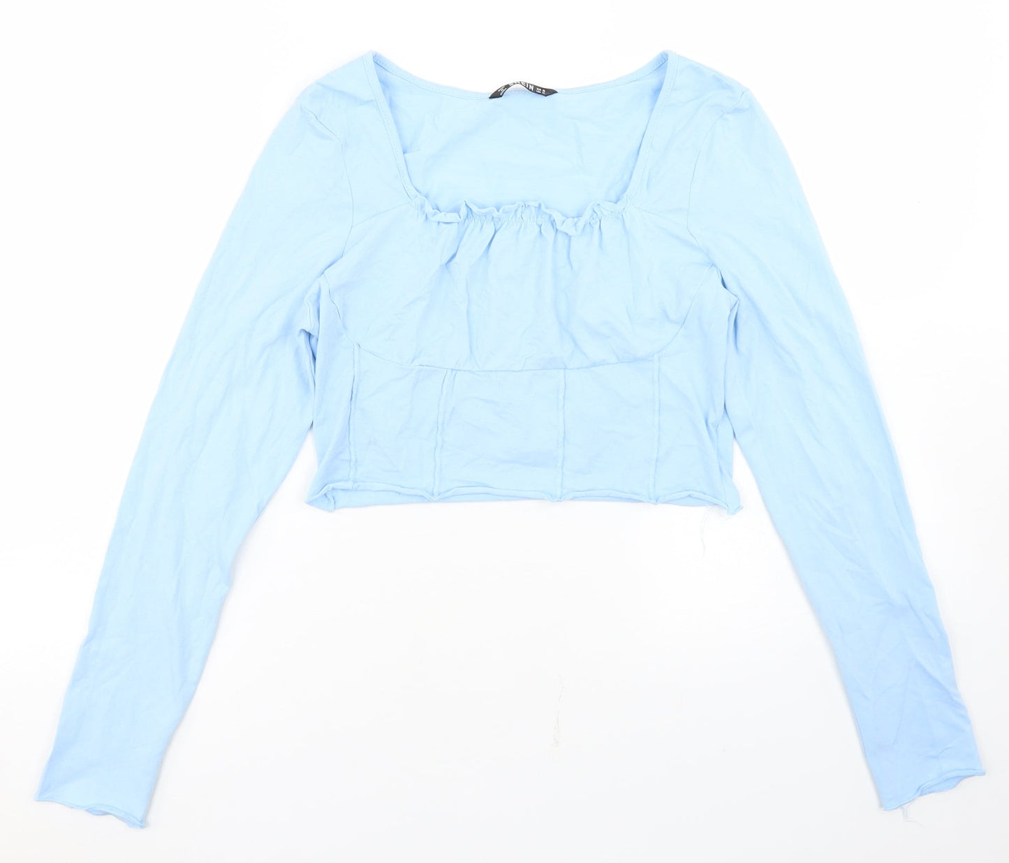 SheIn Womens Blue  Cotton Cropped T-Shirt Size XL Square Neck