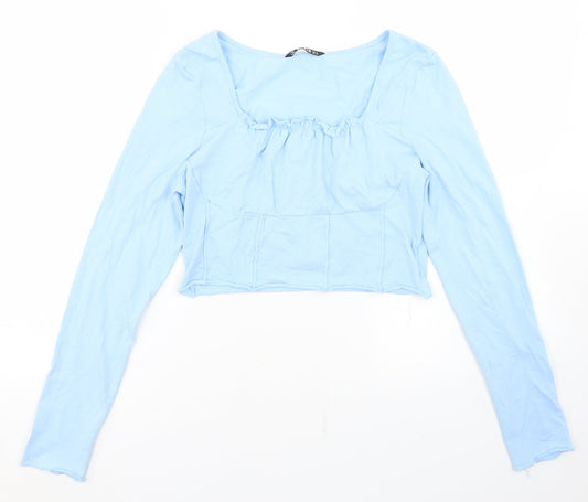 SheIn Womens Blue  Cotton Cropped T-Shirt Size XL Square Neck