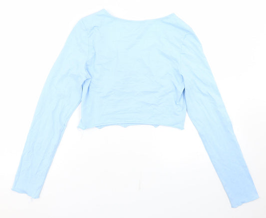 SheIn Womens Blue  Cotton Cropped T-Shirt Size XL Square Neck