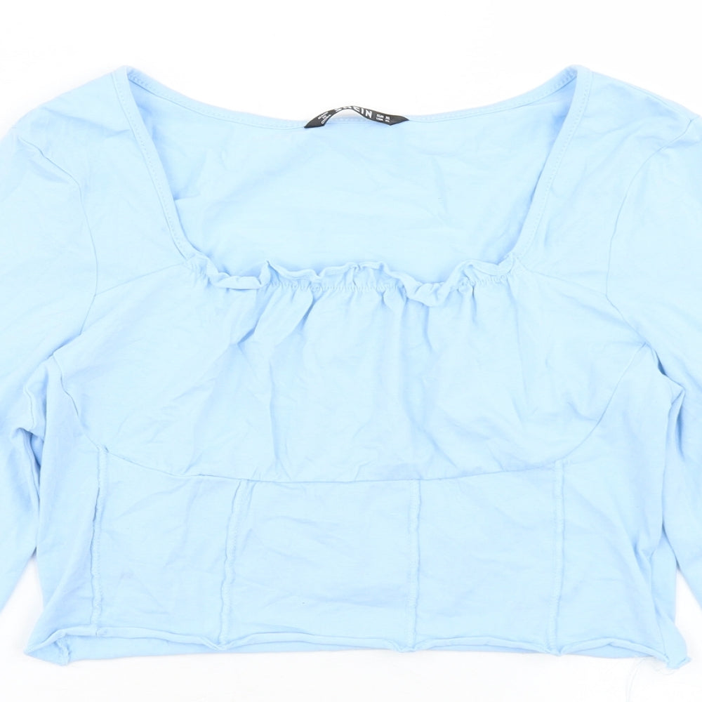 SheIn Womens Blue  Cotton Cropped T-Shirt Size XL Square Neck