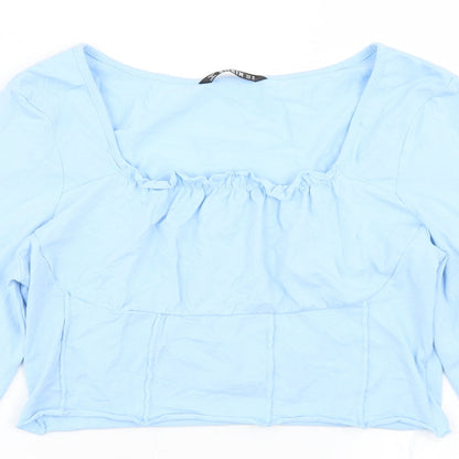 SheIn Womens Blue  Cotton Cropped T-Shirt Size XL Square Neck