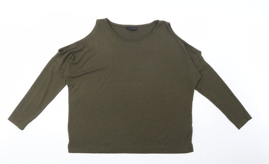 Primark Womens Green Crew Neck  Polyester Pullover Jumper Size 16   - Cold Shoulder
