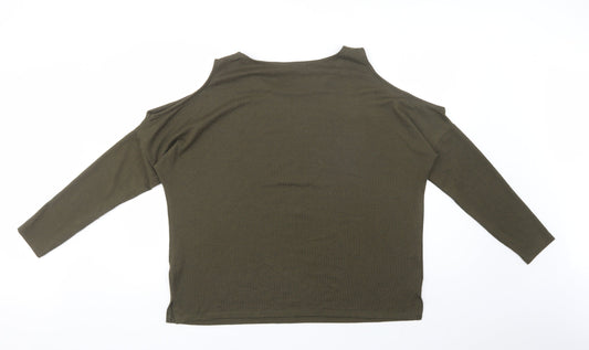 Primark Womens Green Crew Neck  Polyester Pullover Jumper Size 16   - Cold Shoulder