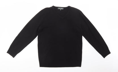 Marks and Spencer Mens Black V-Neck  Acrylic Pullover Jumper Size S