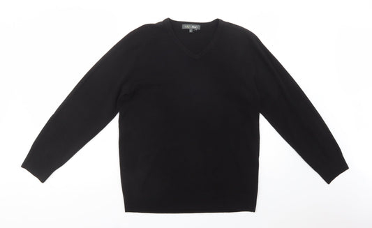 Marks and Spencer Mens Black V-Neck  Acrylic Pullover Jumper Size S