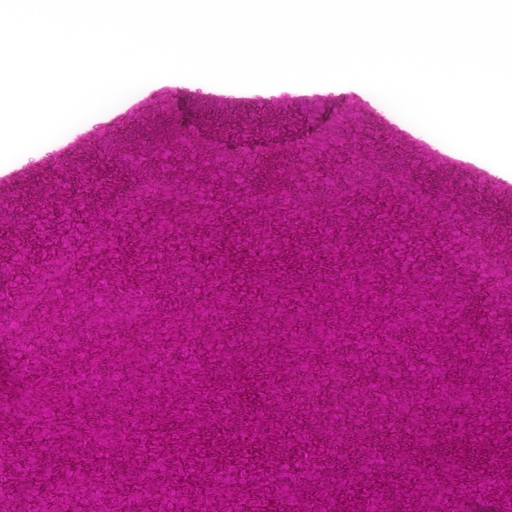 George Womens Purple Mock Neck  Acrylic Pullover Jumper Size M