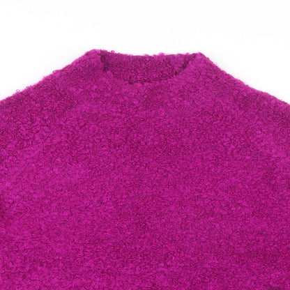 George Womens Purple Mock Neck  Acrylic Pullover Jumper Size M