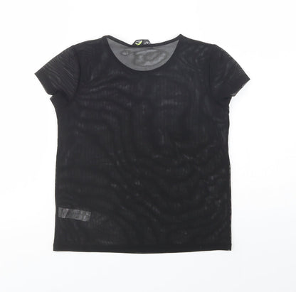 F&F Girls Black  Polyester Pullover T-Shirt Size 9-10 Years Crew Neck Pullover