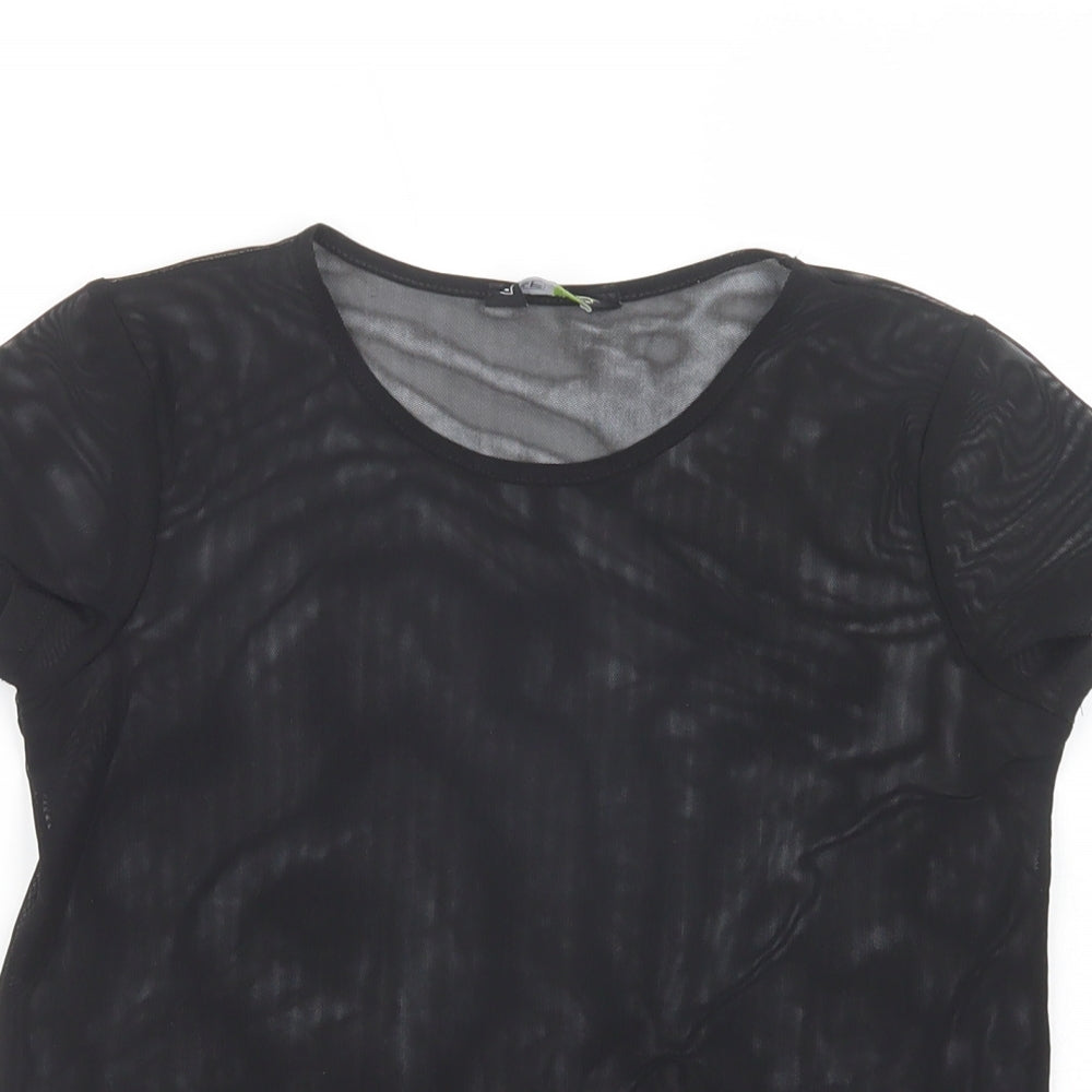 F&F Girls Black  Polyester Pullover T-Shirt Size 9-10 Years Crew Neck Pullover