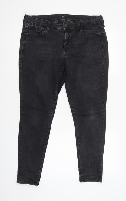 Gap Womens Grey  Cotton Skinny Jeans Size 32 L28 in Regular Button