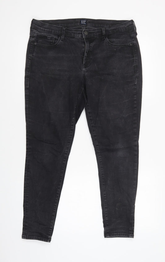 Gap Womens Grey  Cotton Skinny Jeans Size 32 L28 in Regular Button