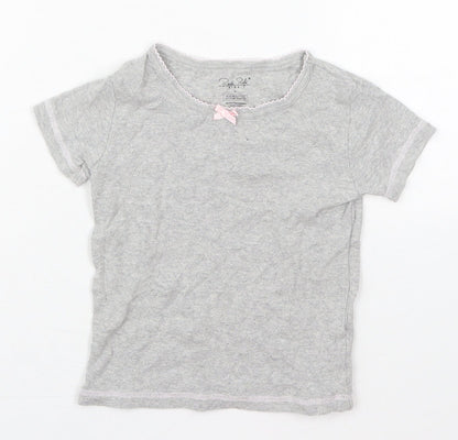 Rene Rafe Girls Grey  Cotton Basic T-Shirt Size 6 Years Round Neck Pullover