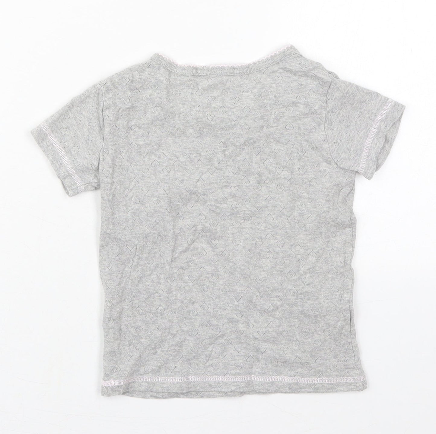 Rene Rafe Girls Grey  Cotton Basic T-Shirt Size 6 Years Round Neck Pullover