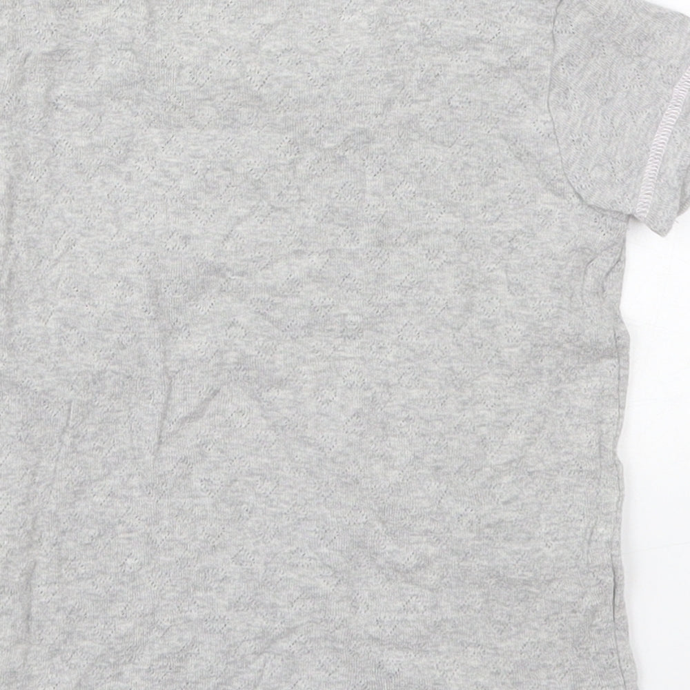 Rene Rafe Girls Grey  Cotton Basic T-Shirt Size 6 Years Round Neck Pullover