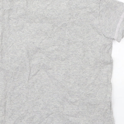 Rene Rafe Girls Grey  Cotton Basic T-Shirt Size 6 Years Round Neck Pullover
