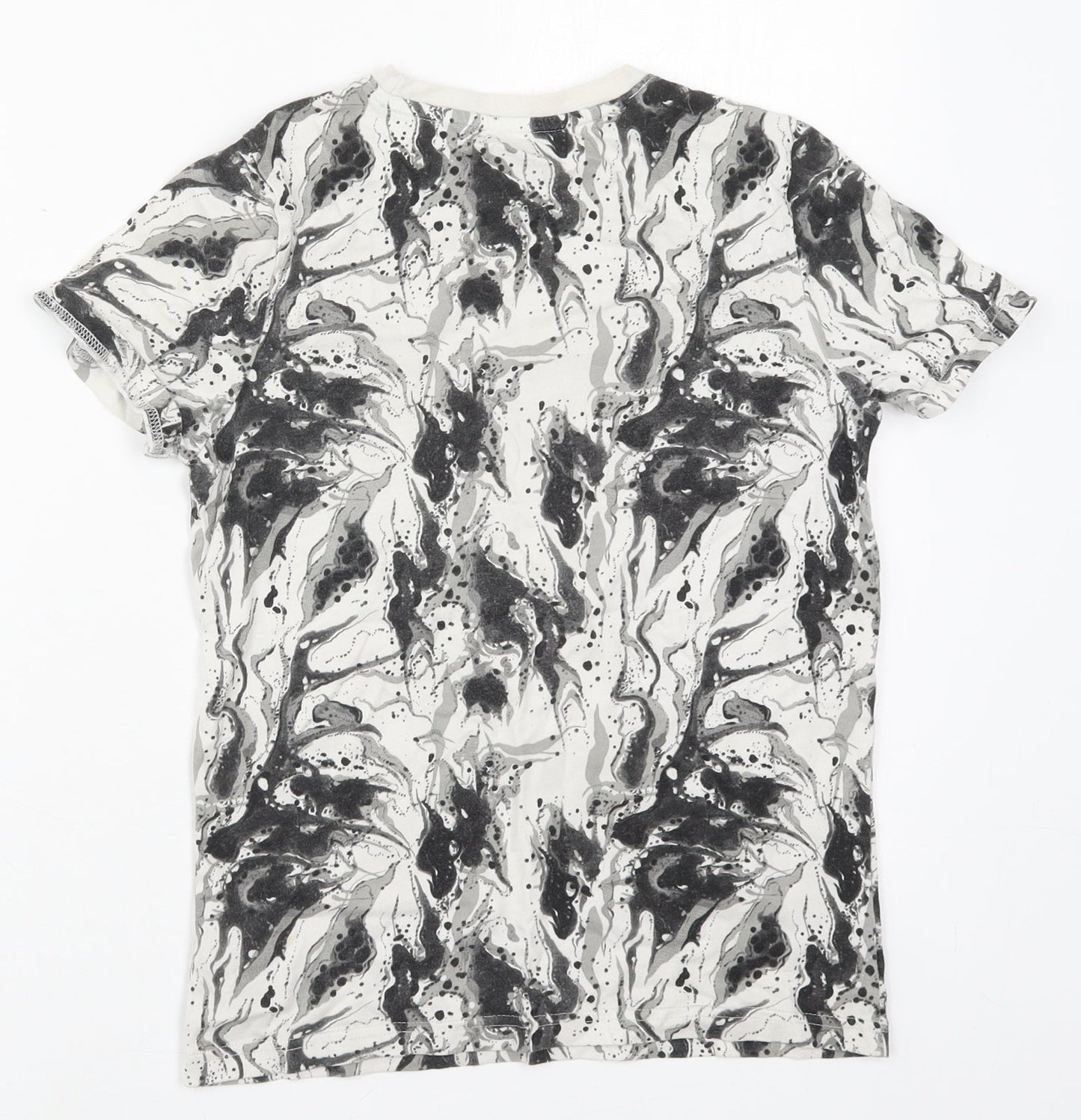 F&F Boys Grey  Cotton Basic T-Shirt Size 9-10 Years Crew Neck Pullover - Skate Team Marble Effect