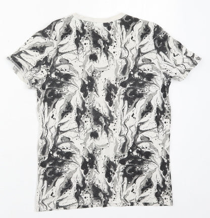 F&F Boys Grey  Cotton Basic T-Shirt Size 9-10 Years Crew Neck Pullover - Skate Team Marble Effect
