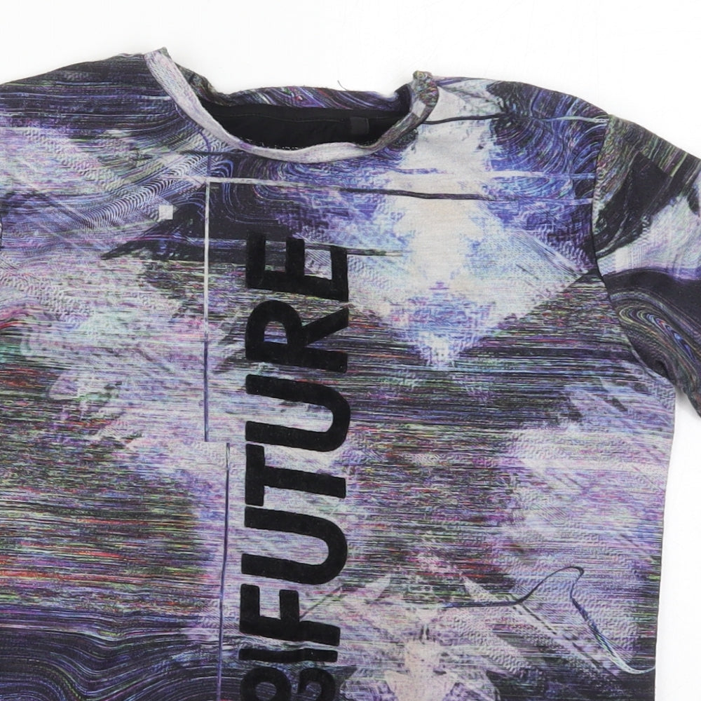 River Island Boys Purple  Cotton Basic T-Shirt Size 5-6 Years Crew Neck Pullover - Future