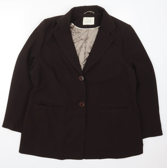 Ann Harvey Womens Brown  Polyester Jacket Suit Jacket Size 16