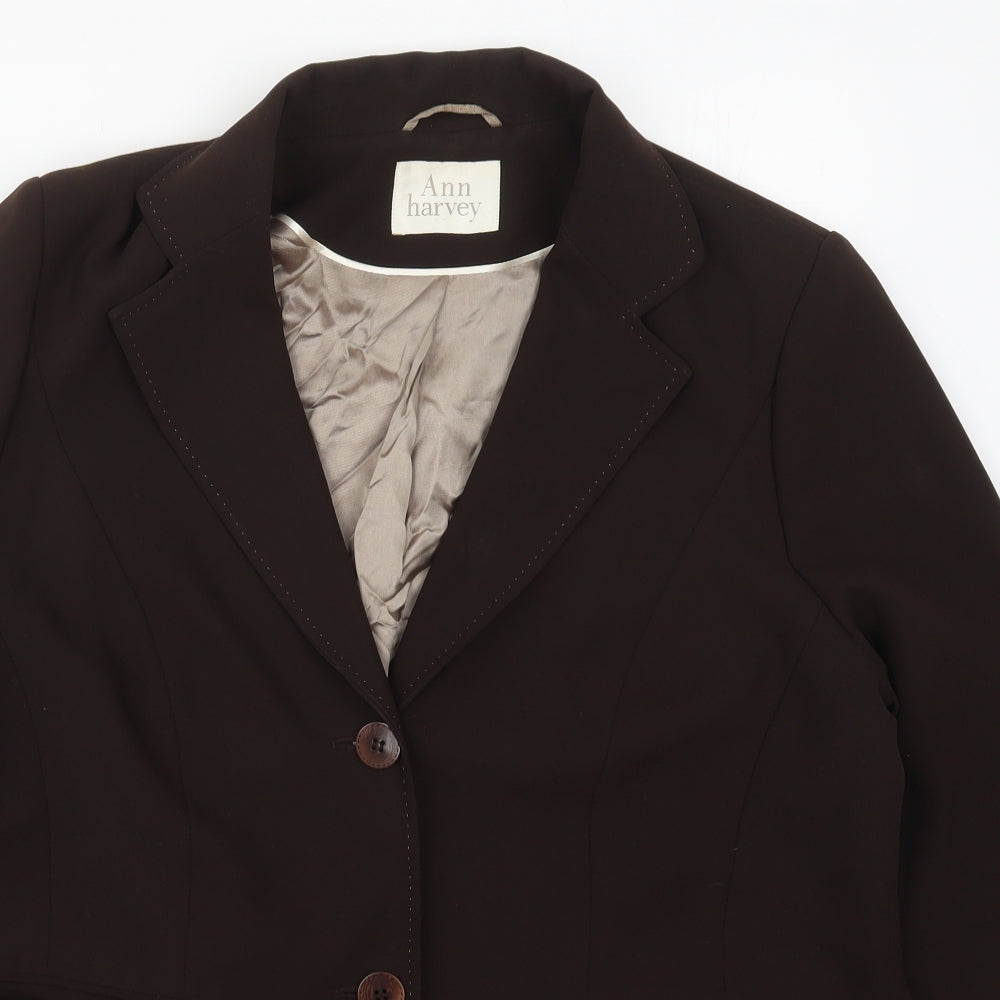 Ann Harvey Womens Brown  Polyester Jacket Suit Jacket Size 16