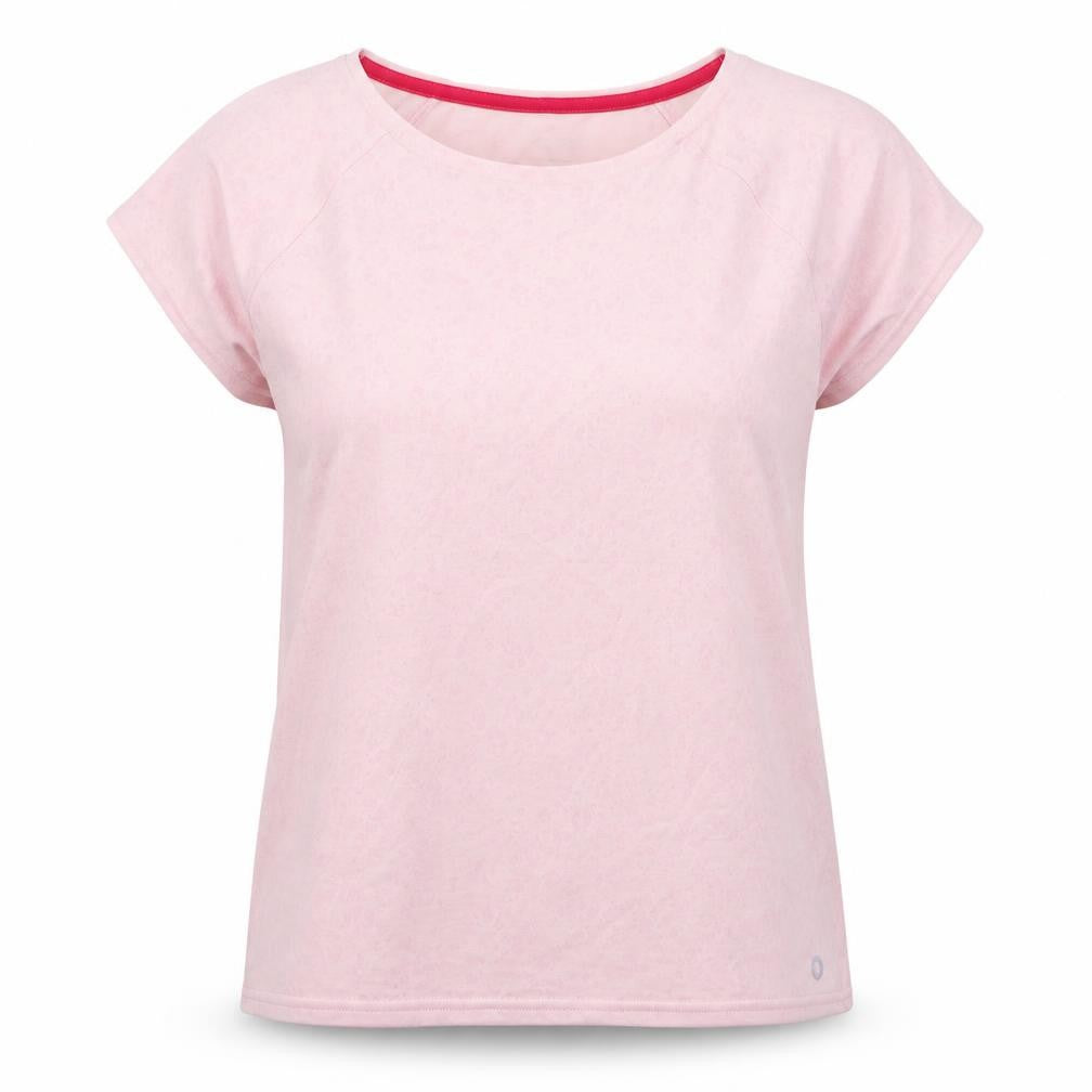 Front view of Marks & Spencer women’s pink animal print polyester basic t-shirt, size UK 12, round neck