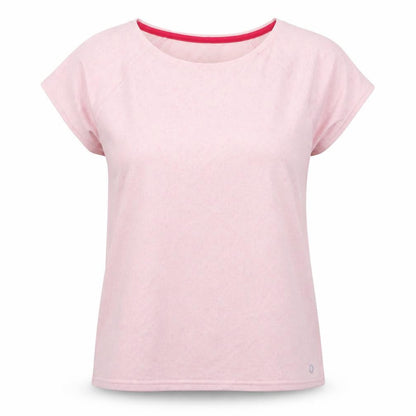 Front view of Marks & Spencer women’s pink animal print polyester basic t-shirt, size UK 12, round neck