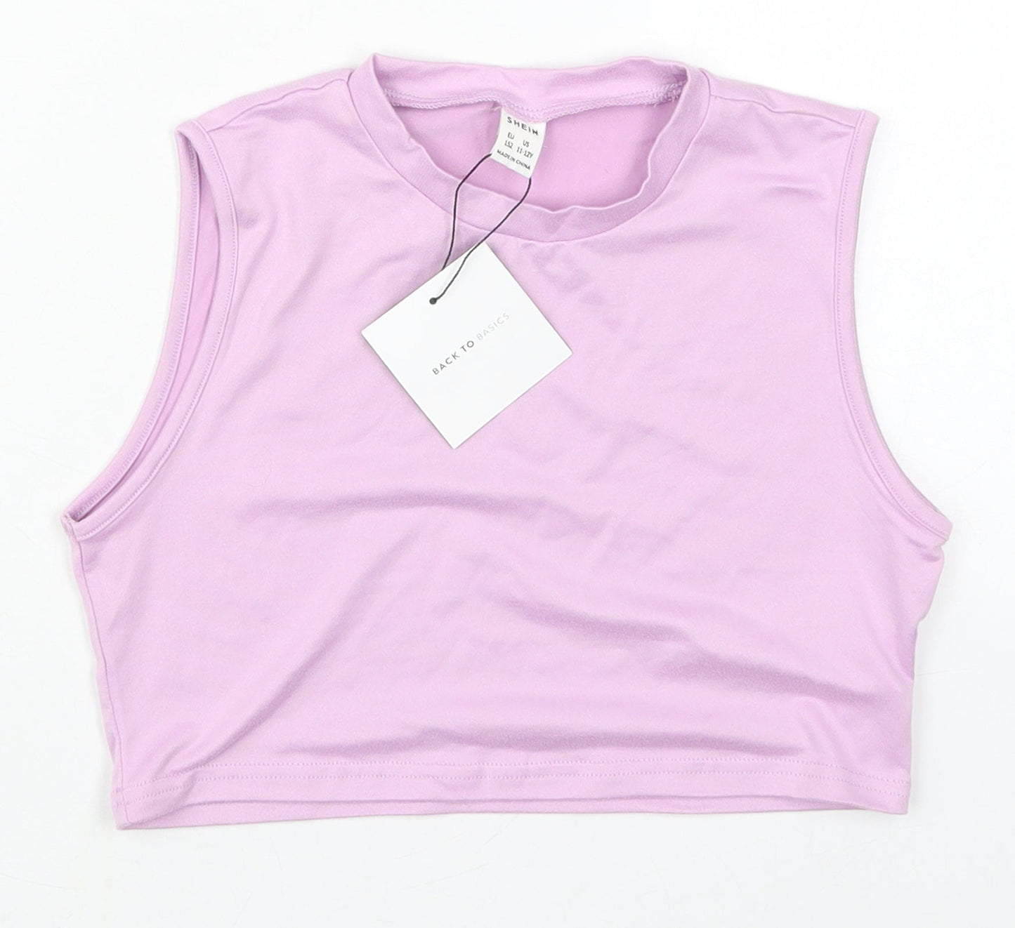 SheIn Girls Purple  Polyester Cropped Tank Size 11-12 Years Crew Neck Pullover